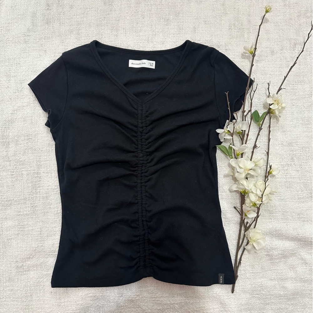 abercrombie kids front cinched tshirt black size 15/16